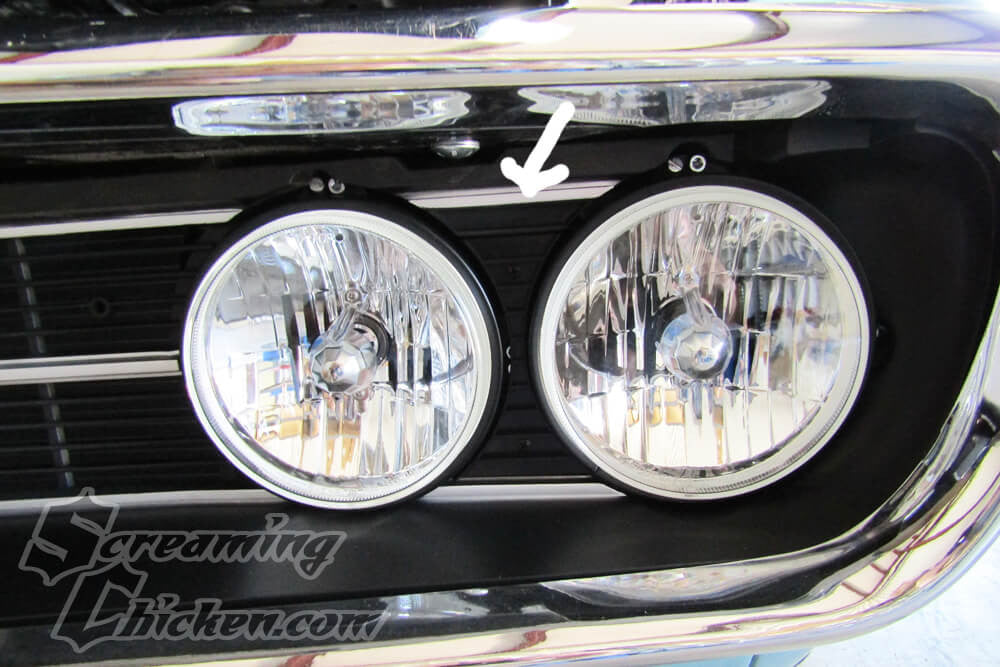 1967-68 Firebird Headlamp Grill Inserts- installed