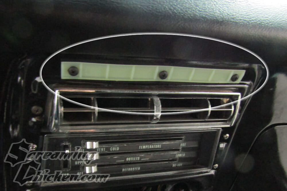 1967-68 Camaro/Firebird Dash Bezel Retainer- installed