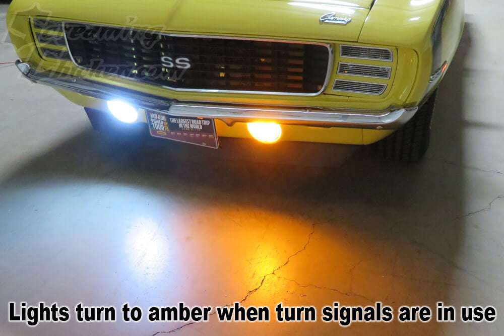 1969 Camaro Halo Parking Lights- illuminated comparison