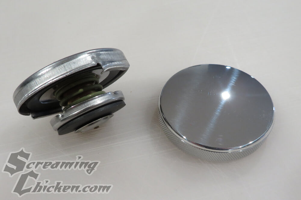 1967-2002 Billet Radiator Cap- top/side view
