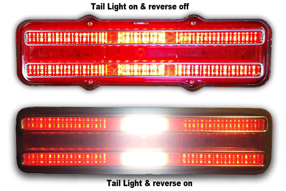 1967-68 Pontiac Firebird Digi-Tails LED Taillight Panels w/LED Reverse- illuminated comparison