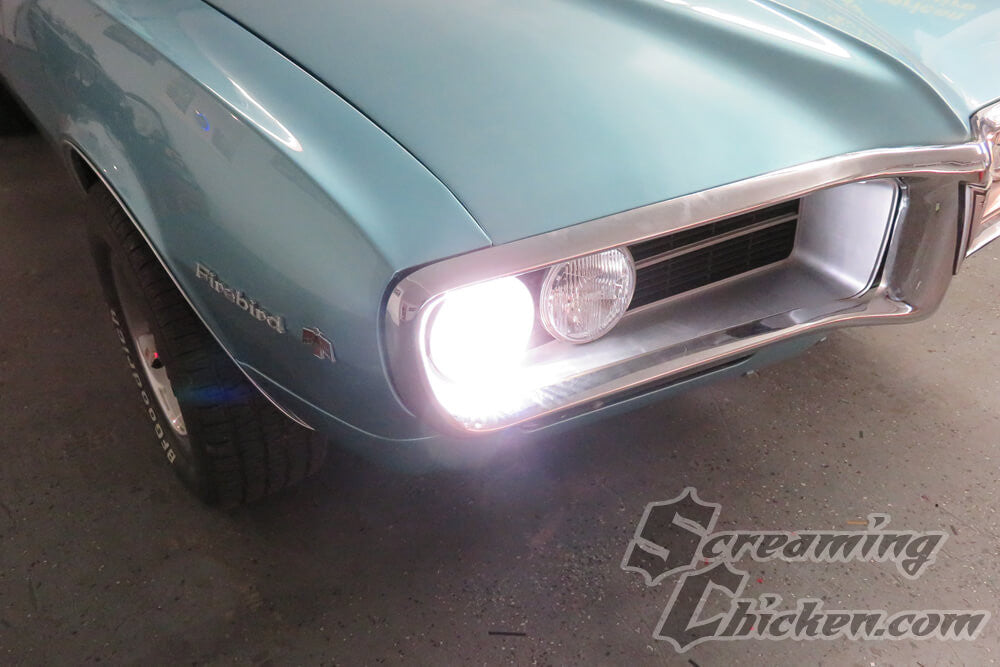 1967-69 Firebird Holley Retrobright Headlights - illuminated