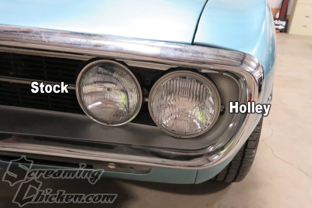 1967-69 Firebird Holley Retrobright Headlights - installed close up