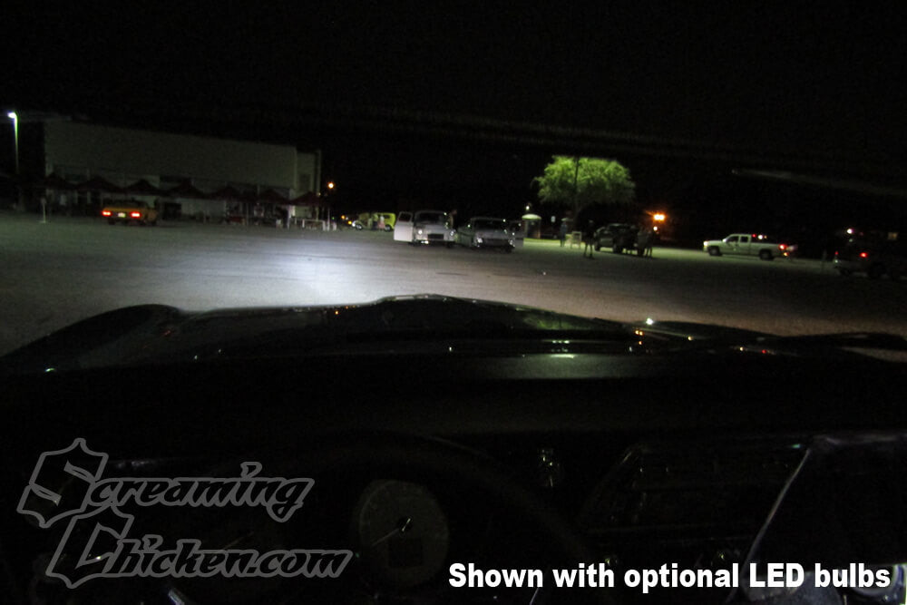 1967-69 Firebird Headlight Conversion Kit- illuminated driver view