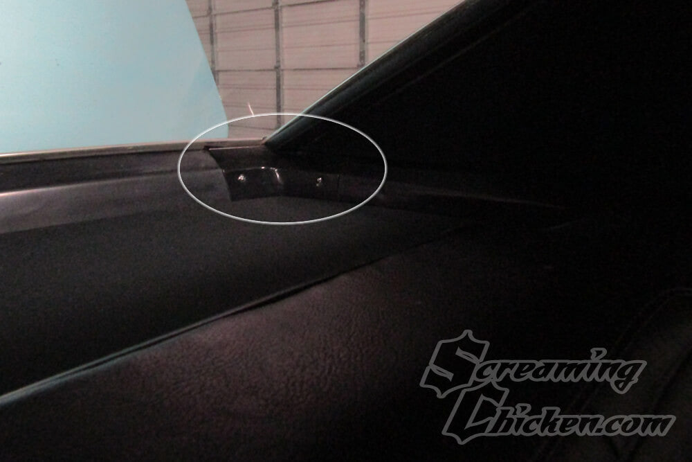 1967-69 Camaro/Firebird Package Tray Corner Trim- installed