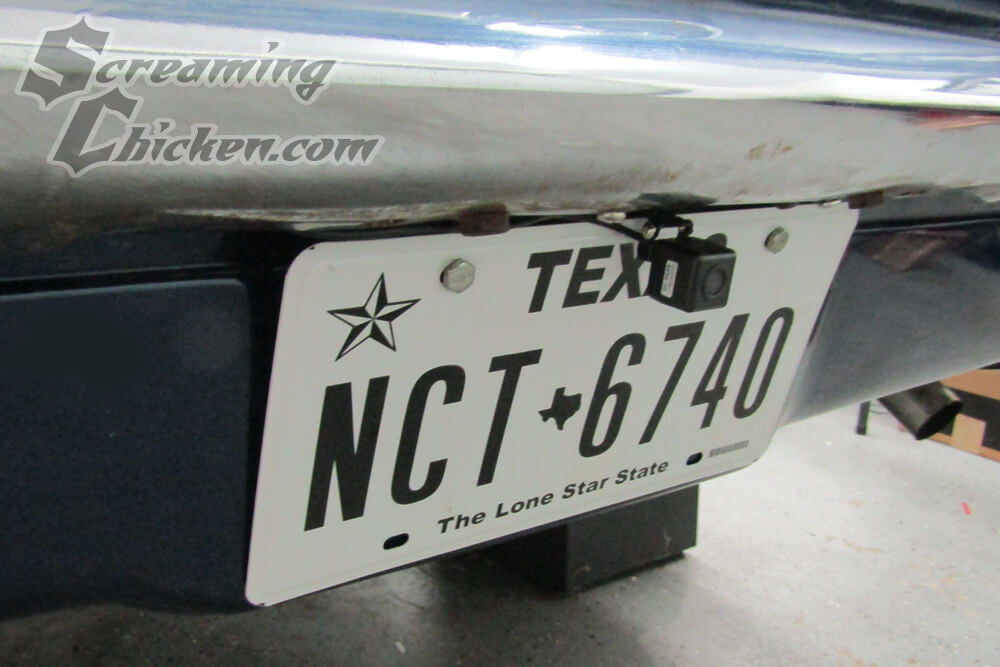 1967-69 Camaro/Firebird OE Style Mirror With Backup Camera - camera installed closeup