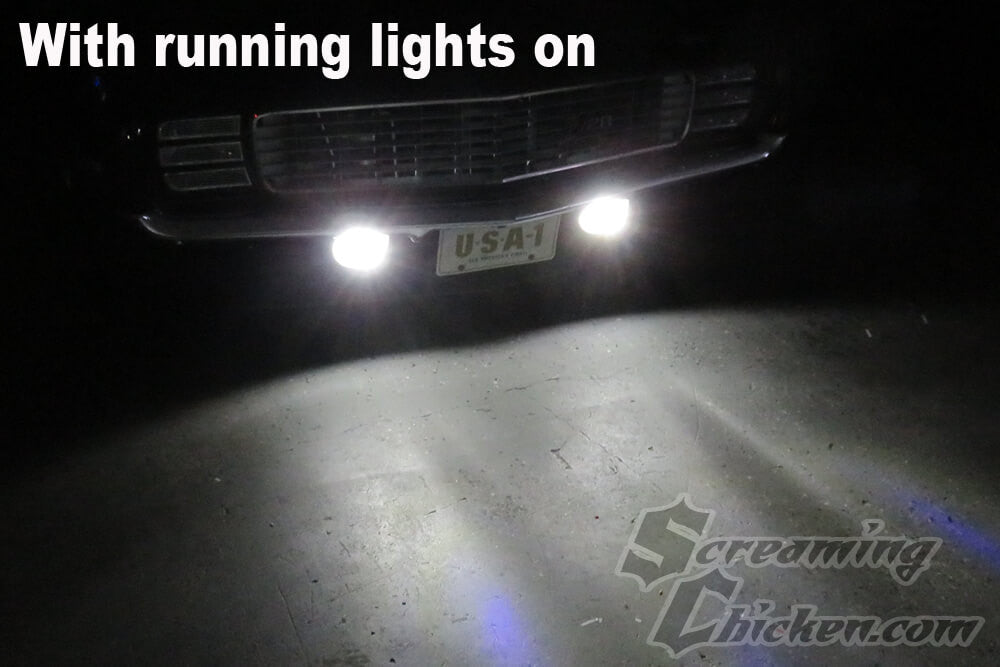 1967-69 Camaro/Firebird LED Switchback Turn Signal Bulbs- running lights illuminated