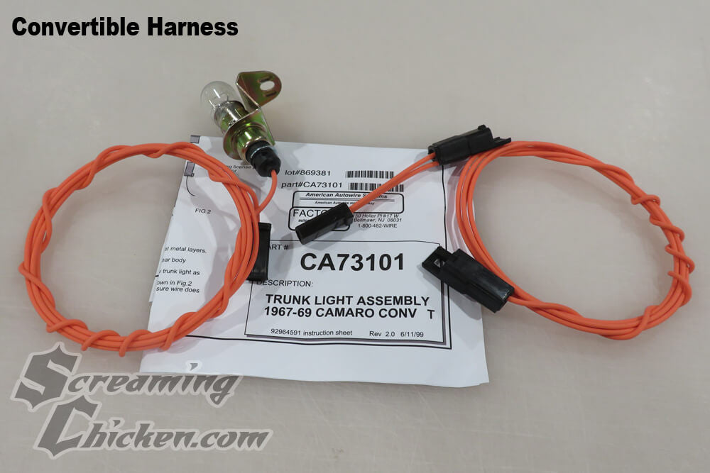 1967-69 Camaro/Firebird Trunk Light Assembly- convertible harness