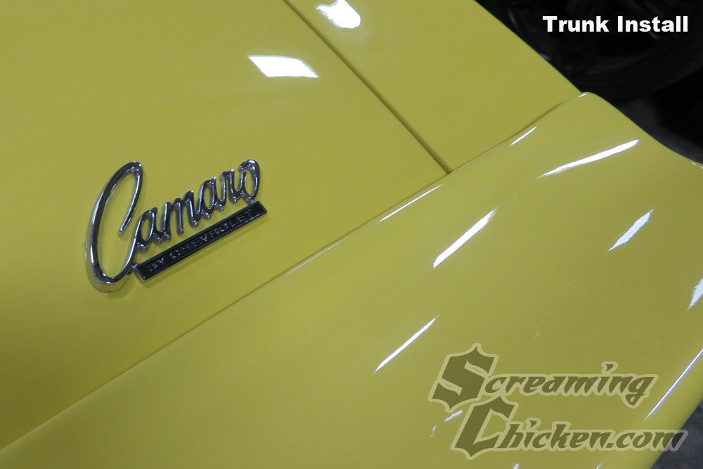 1968-69 Camaro Header/Trunk Emblem- trunk install