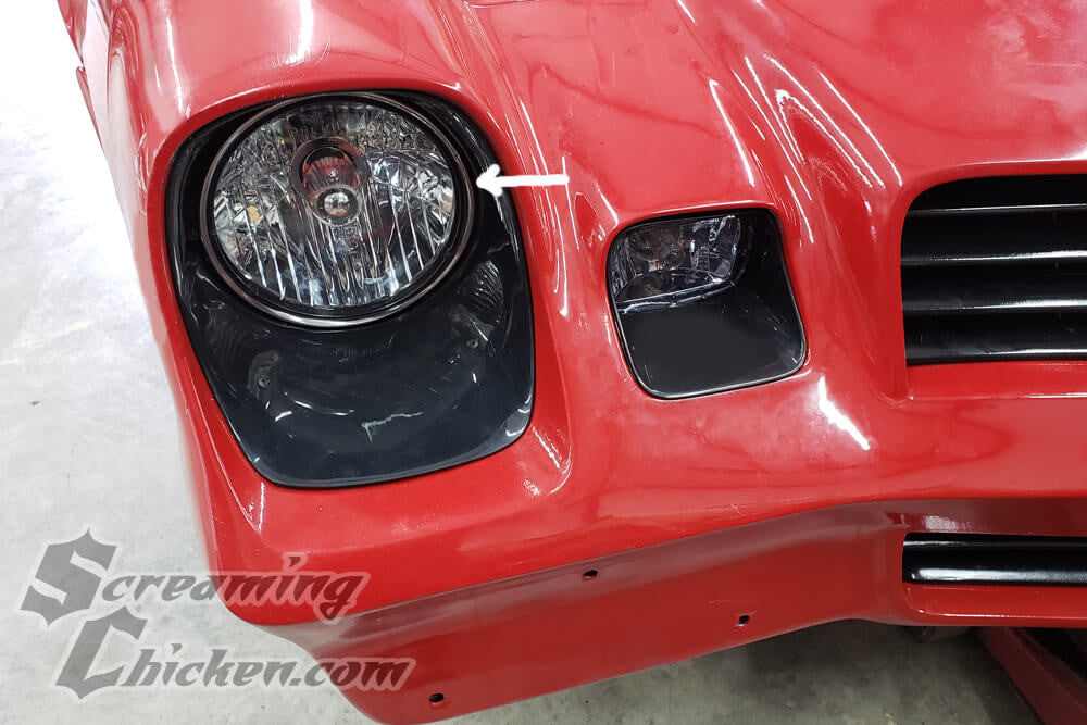 1974-81 Camaro Headlight Retainer Ring- installed