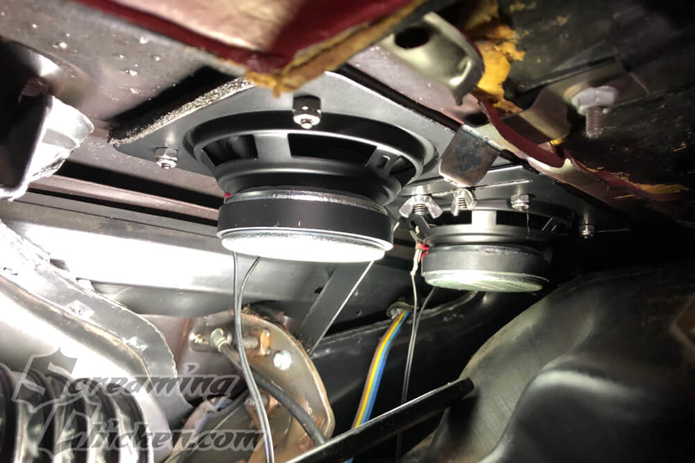 1970-81 Camaro & 1970-79 Firebird Front Dash Speakers w/ Install Bracket- bottom side installed 2