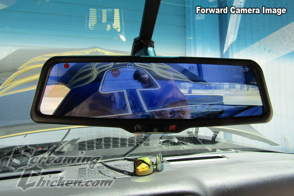 1970-81 Camaro/Firebird OE Style Mirror With Forward and Rear Camera - forward view screen