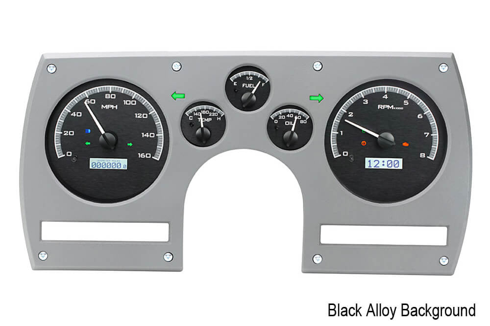 1982-89 Camaro Dakota Digital VHX Gauges (Black Alloy w/White Illumination)- front view