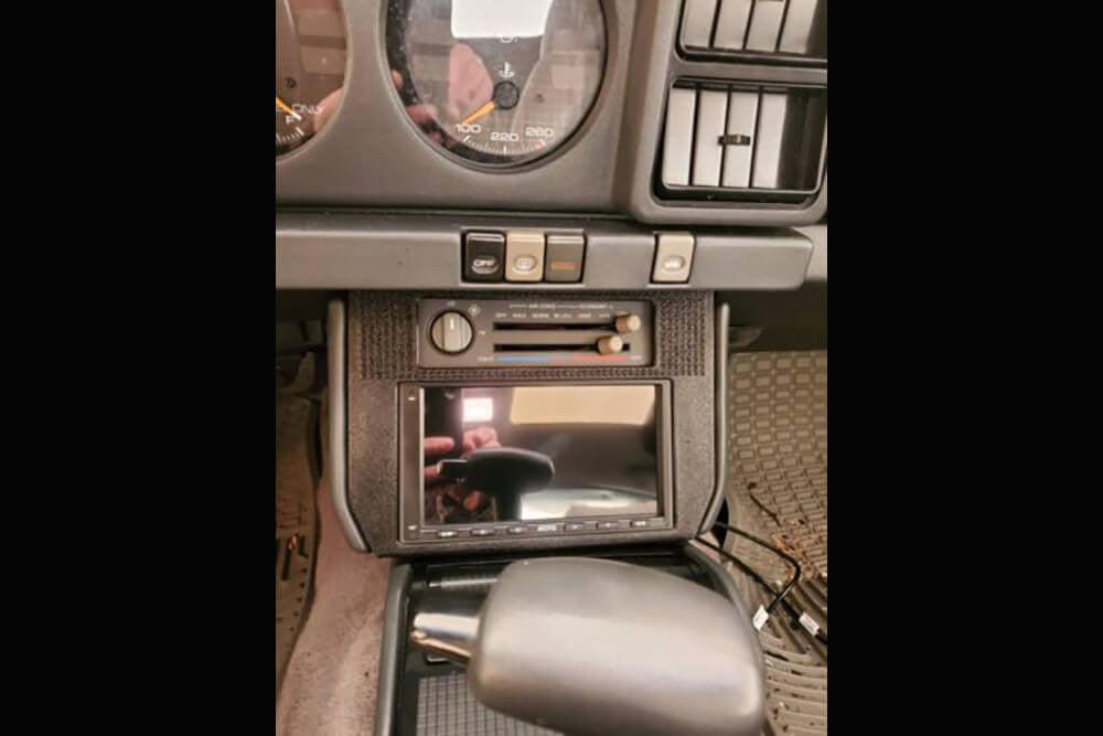 1985-92 Firebird Double DIN Bezel & Brackets installed