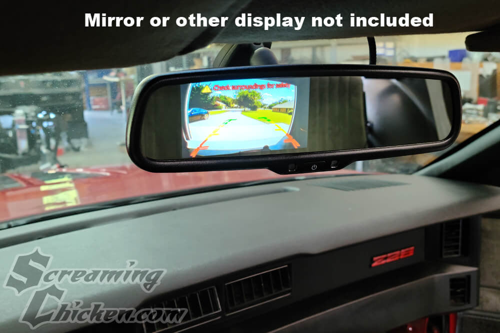 1970-81 Camaro/Firebird Mini License Plate Mount Reverse Camera- display view