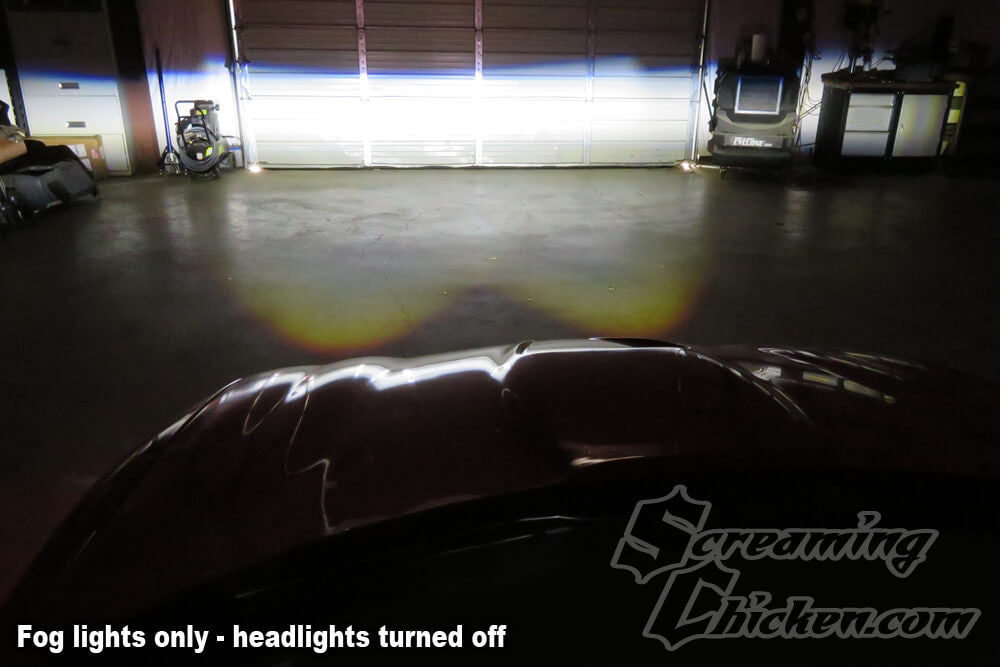 1998-2002 Camaro Morimoto XB Fog Lights- illuminated driver view