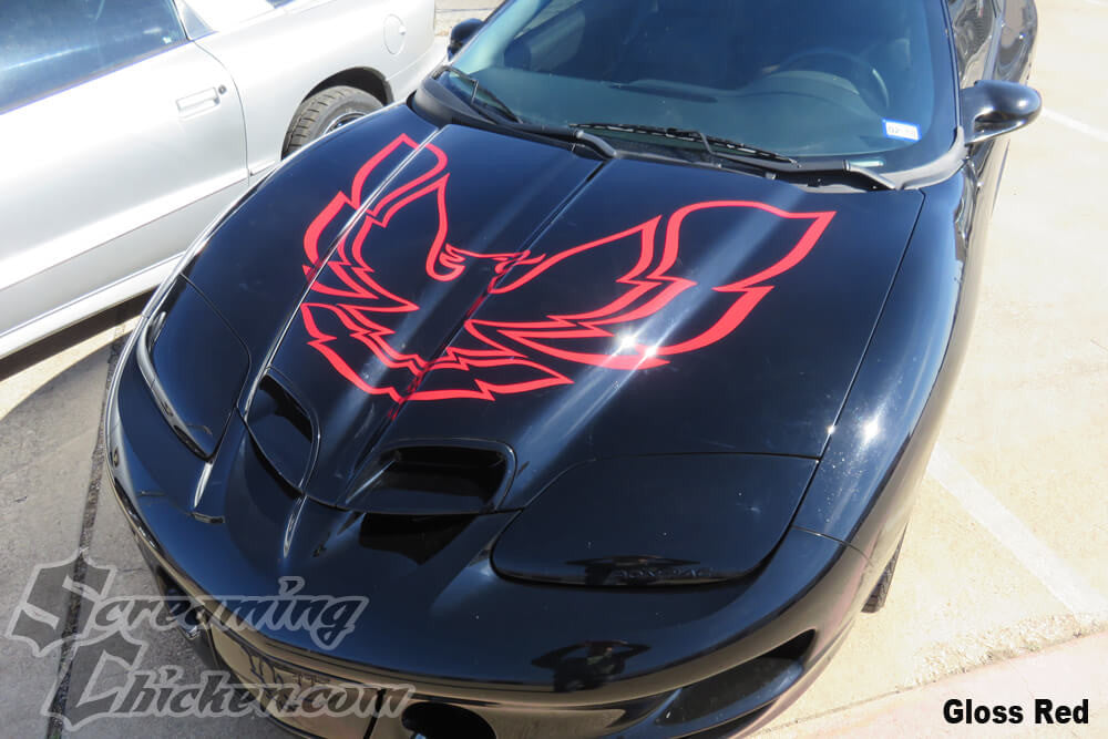 1998-2002 Trans Am 80's Style Hood Bird- gloss red