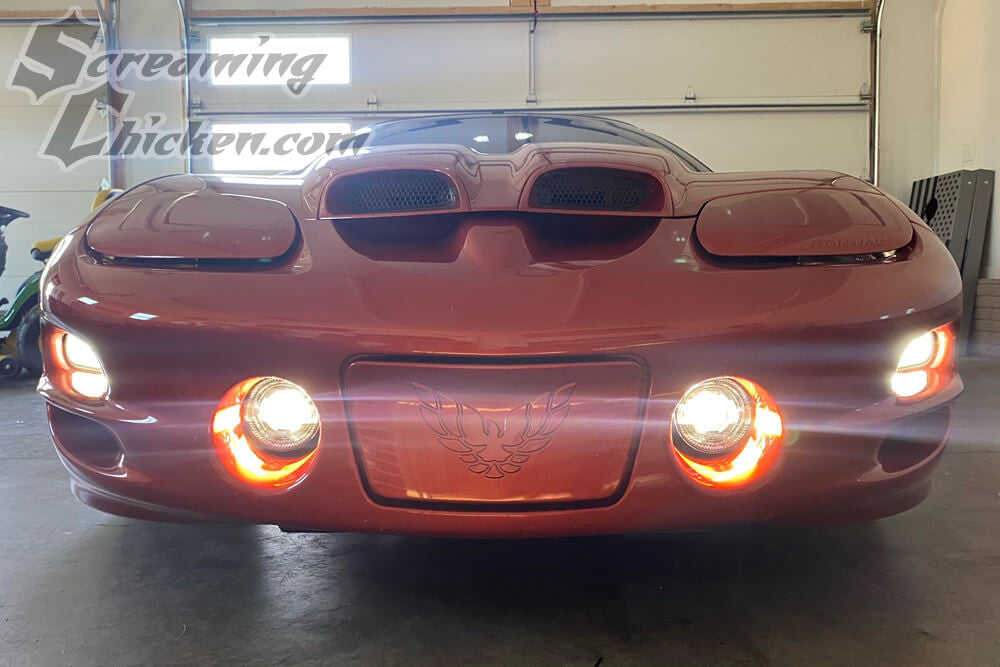 1993-2002 Trans Am Morimoto XB Fog Lights- illuminated front view