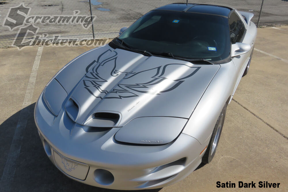 1998-2002 Trans Am 80's Style Hood Bird- satin dark silver