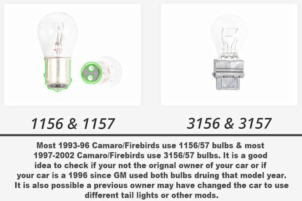 1993-1997 Firebird LED Tail Light Bulb Combo Kit- bulb sizes