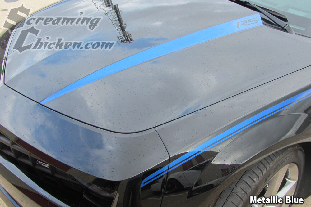 2010-15 Camaro Hood Spears- metallic blue