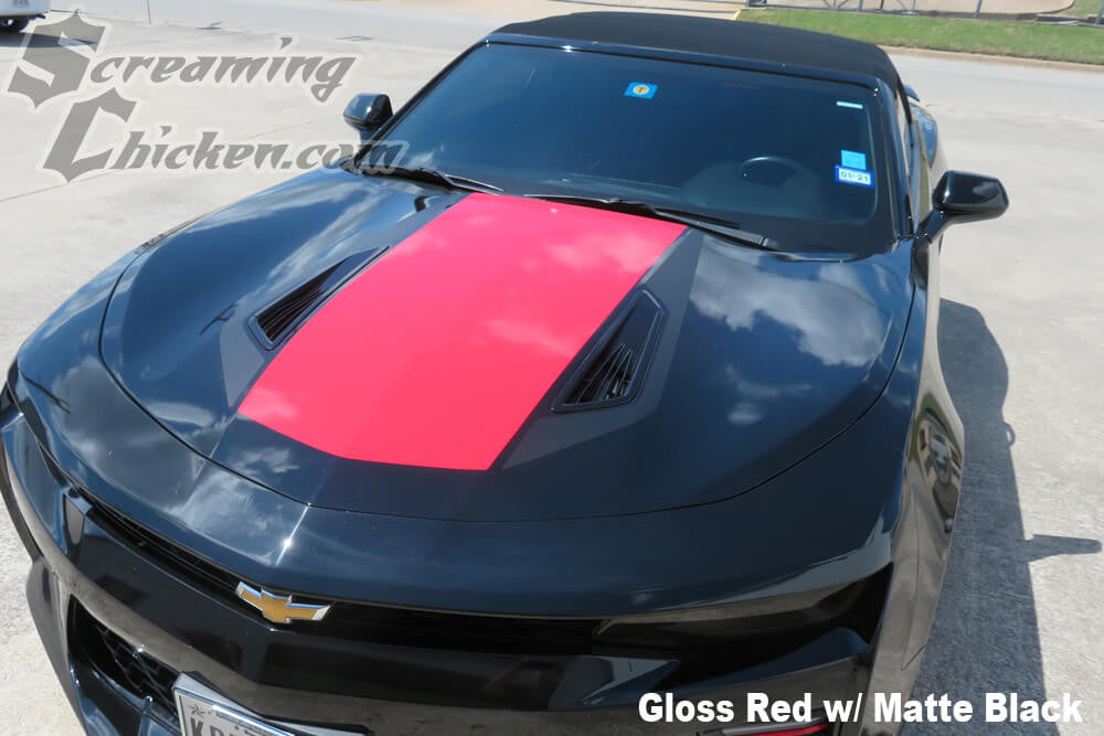 2016-18 Camaro 50th Style Stripes- gloss red w/ matte black