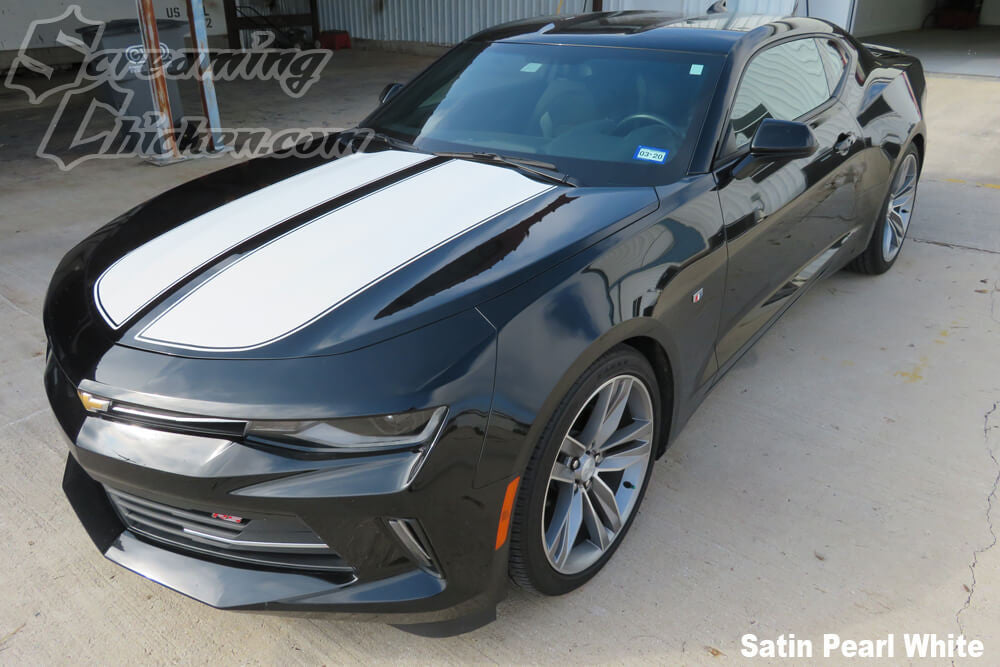 2016-18 Camaro Retro Rally Stripes- satin pearl white