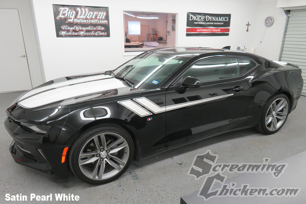 2016-23 Camaro Side Accent Stripes- satin pearl white
