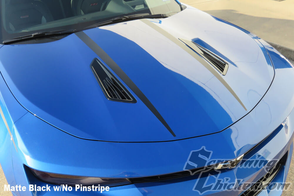 2016-18 Camaro Hood Spears- matte black w/o pinstripe
