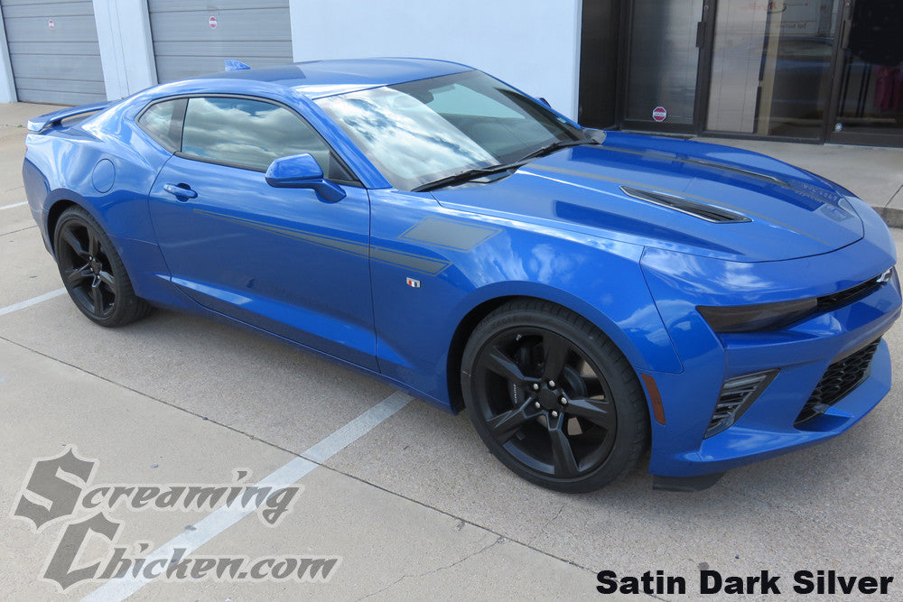 2016-23 Camaro Track Stripes- satin dark silver