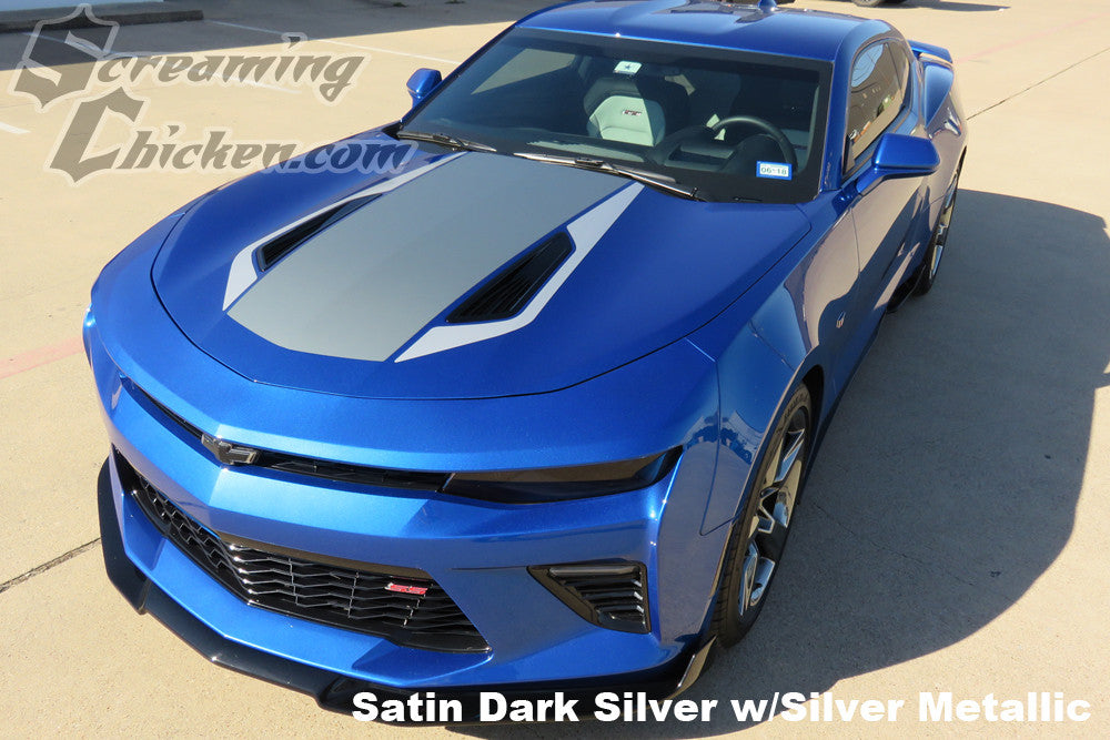 2016-18 Camaro 50th Style Stripes- dark silver w/ silver metallic
