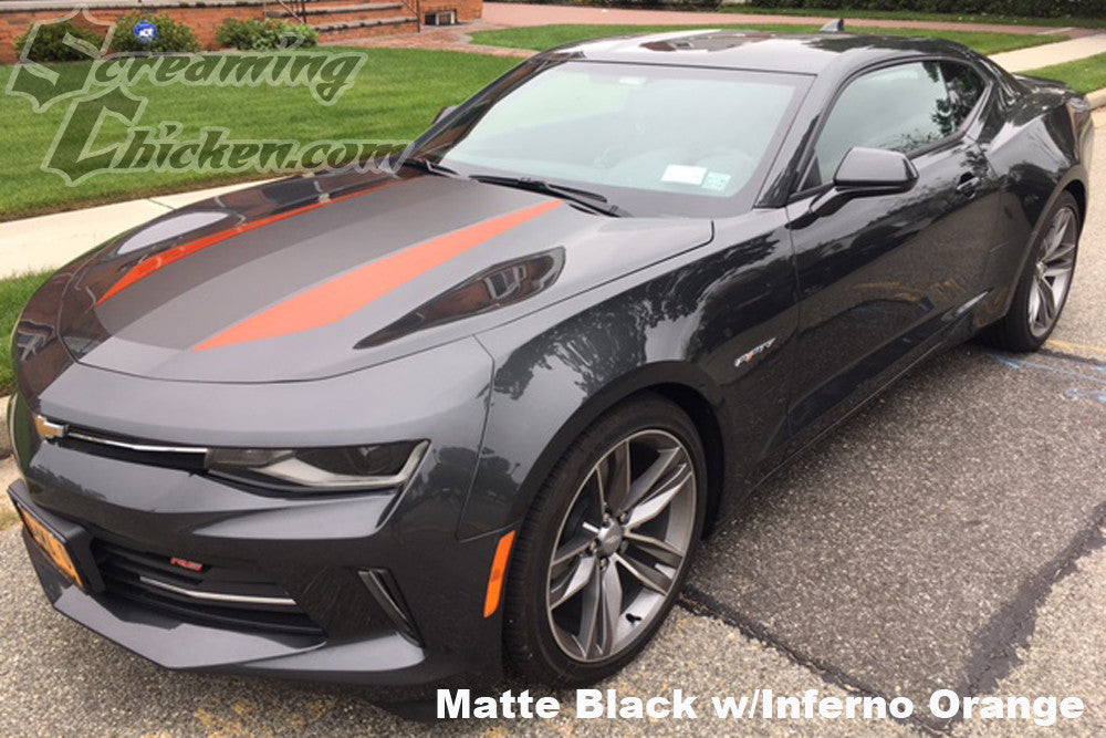 2016-18 Camaro 50th Style Stripes- matte black w/ inferno orange