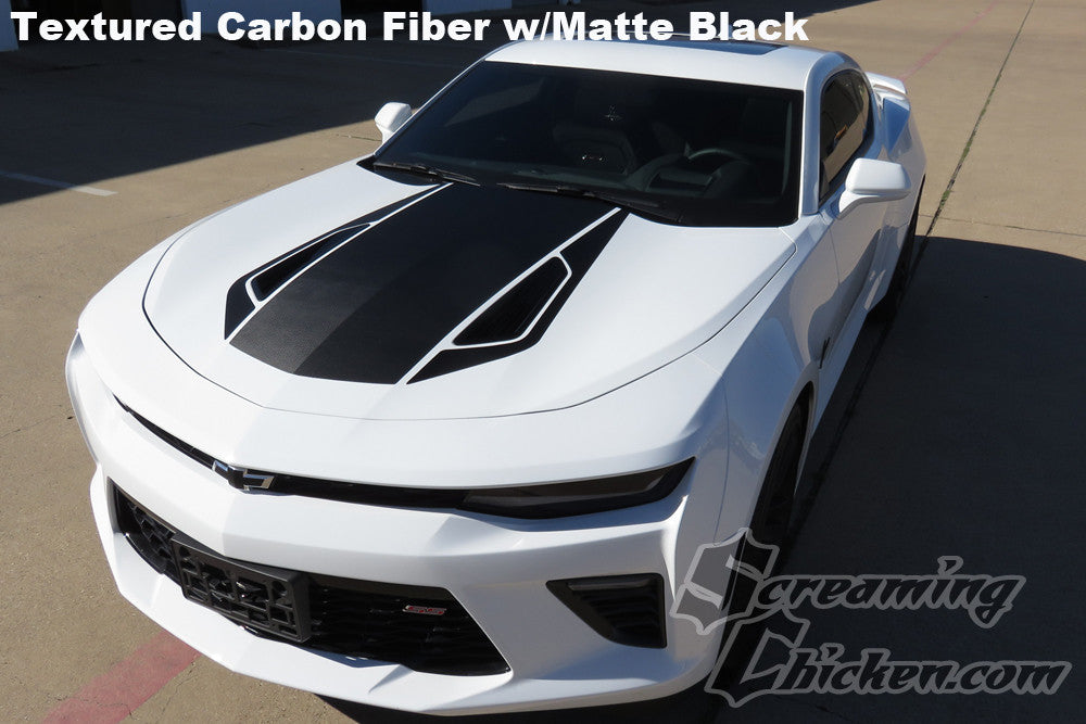 2016-18 Camaro 50th Style Stripes- carbon fiber w/ matte black 1