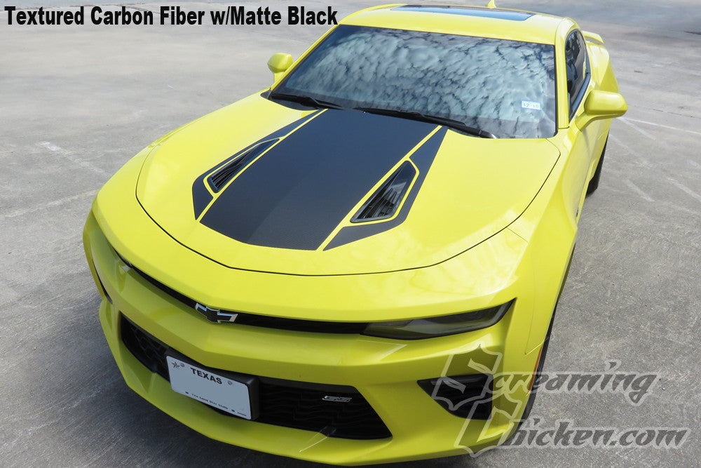 2016-18 Camaro 50th Style Stripes- carbon fiber w/ matte black 2