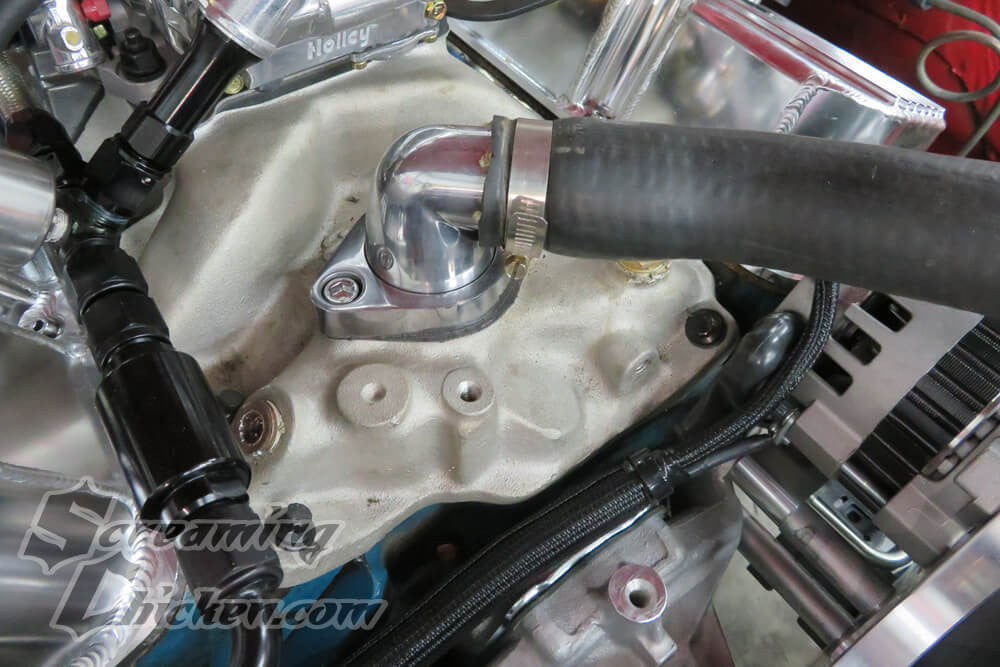 1967-92 Camaro/Firebird Swivel Water Neck 90 Degree w/O-ring- installed