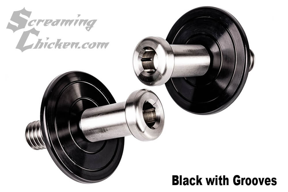 1970-81 Camaro/Firebird Stainless Door Strikers - black w/ grooves