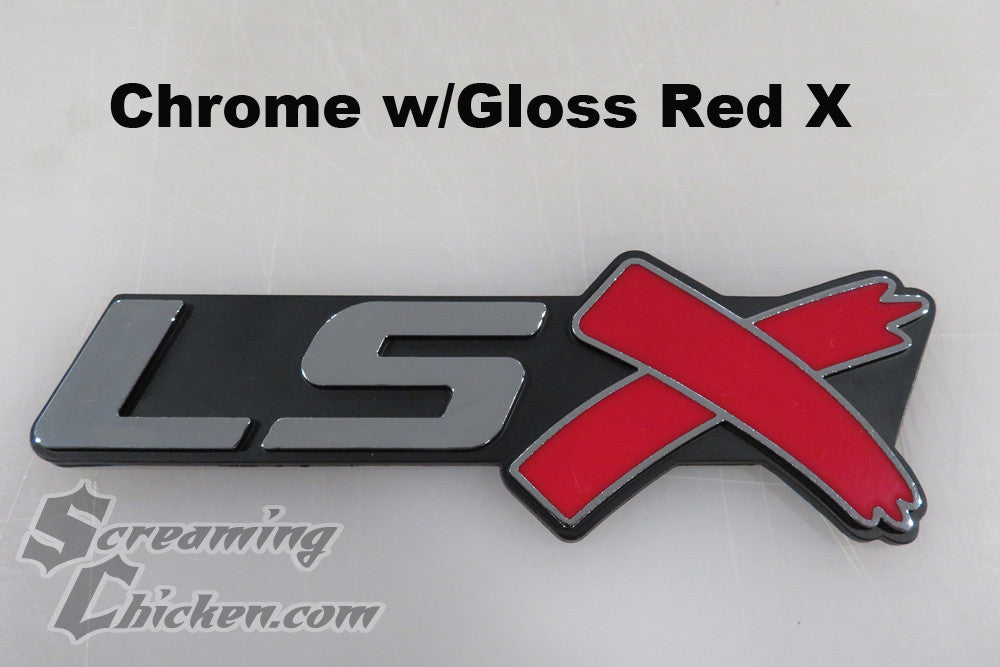 LSX Emblems- chrome w/ red x