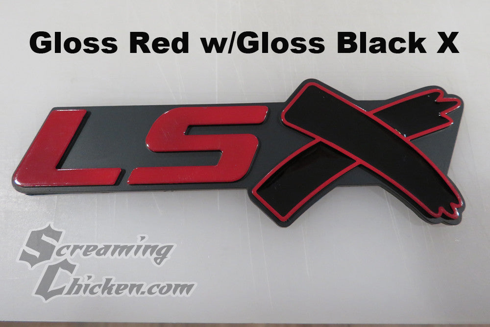 LSX Emblems- red w/ black x