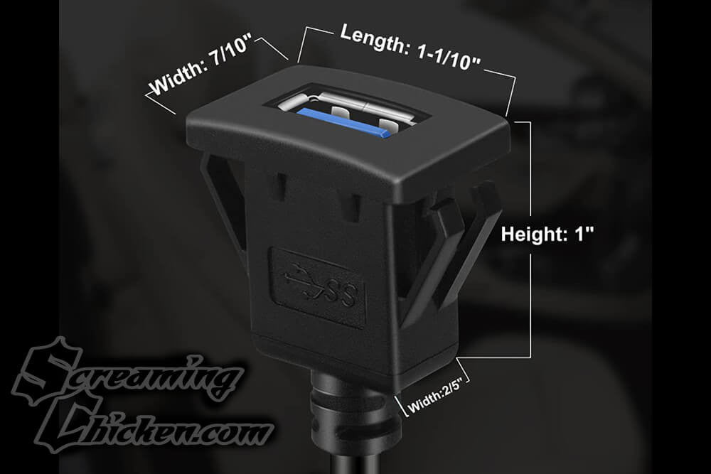 Square Flush Mount Single Port USB 3.0 Cable- dimensions