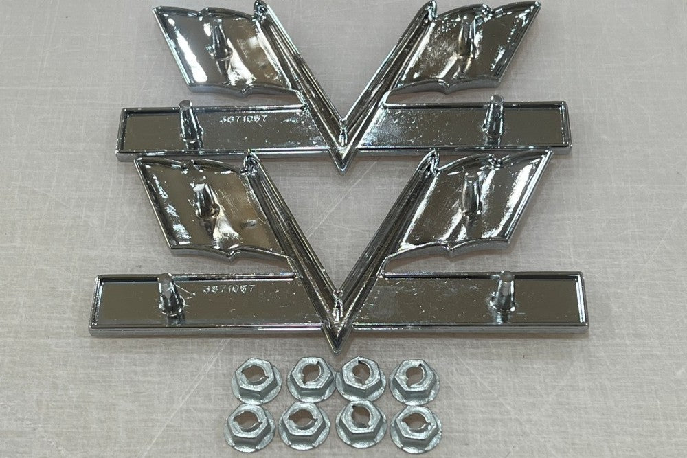 1967 Camaro 396 Turbo-Jet Flags Front Fender Emblems (Pair)