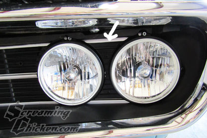 1967-68 Firebird Headlamp Grill Inserts- installed