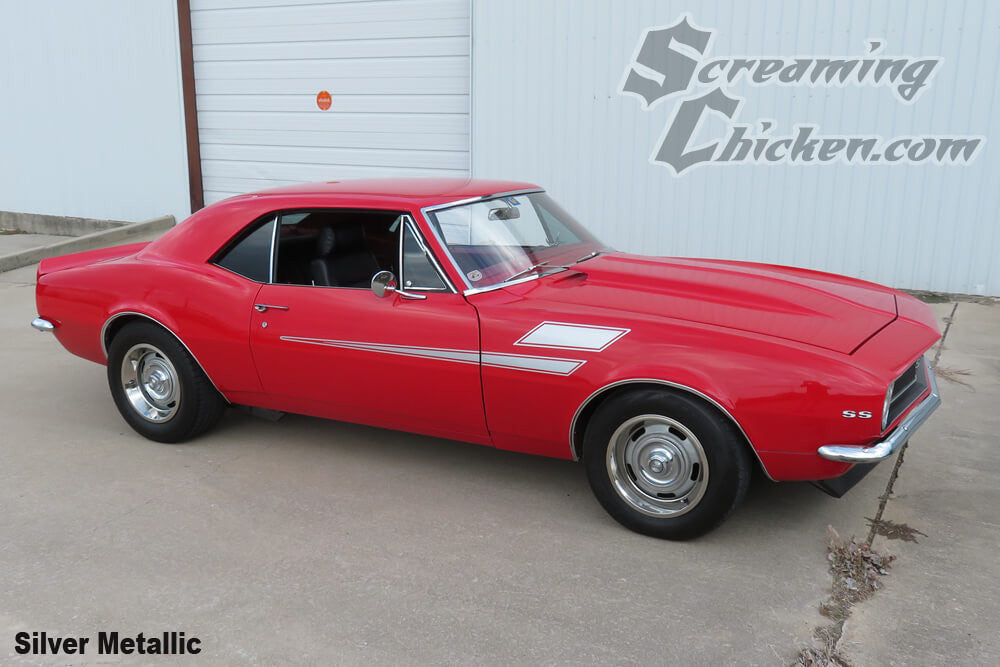 1967-69 Camaro Track Stripes- silver metallic installed