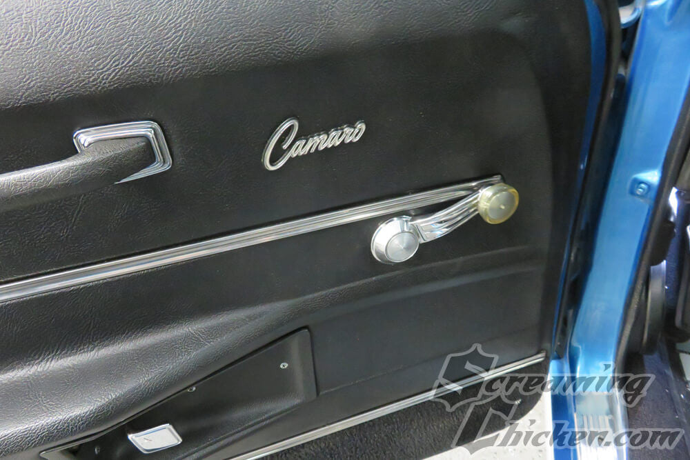 1968-69 Camaro Deluxe Door Panel Emblems- installed