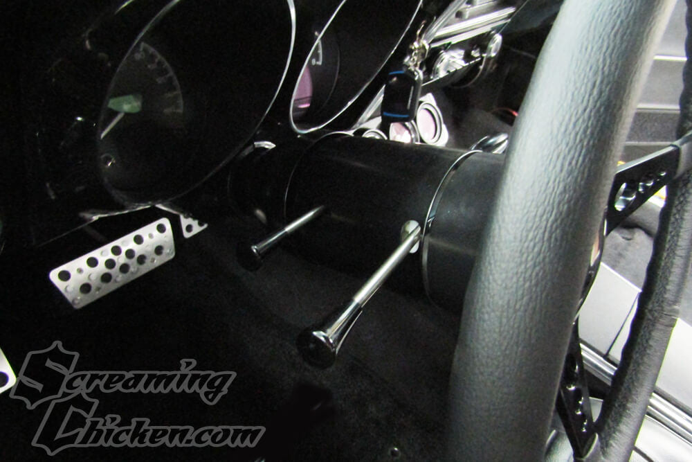 1967-69 Camaro/Firebird Billet Steering Column Lever Kit- turn and tilt installed