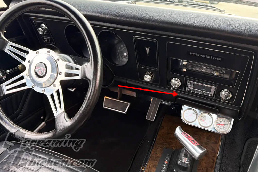 1969 Firebird Dash Ash Tray Upper Gap Filler Plate