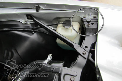 1970-73 Camaro Front Hood Adjusters & Bumpers- installed