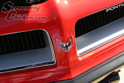 1974-76 Firebird Front Bumper Nose Header Panel Emblem Red