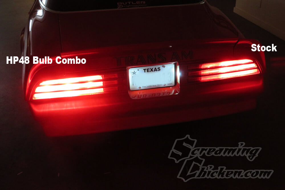 1974-1978 Firebird/Trans Am LED tail light Bulb Combo Kit- illuminated comparison