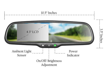 1982-92 Camaro/Firebird OE Style Mirror With Backup Camera - mirror details