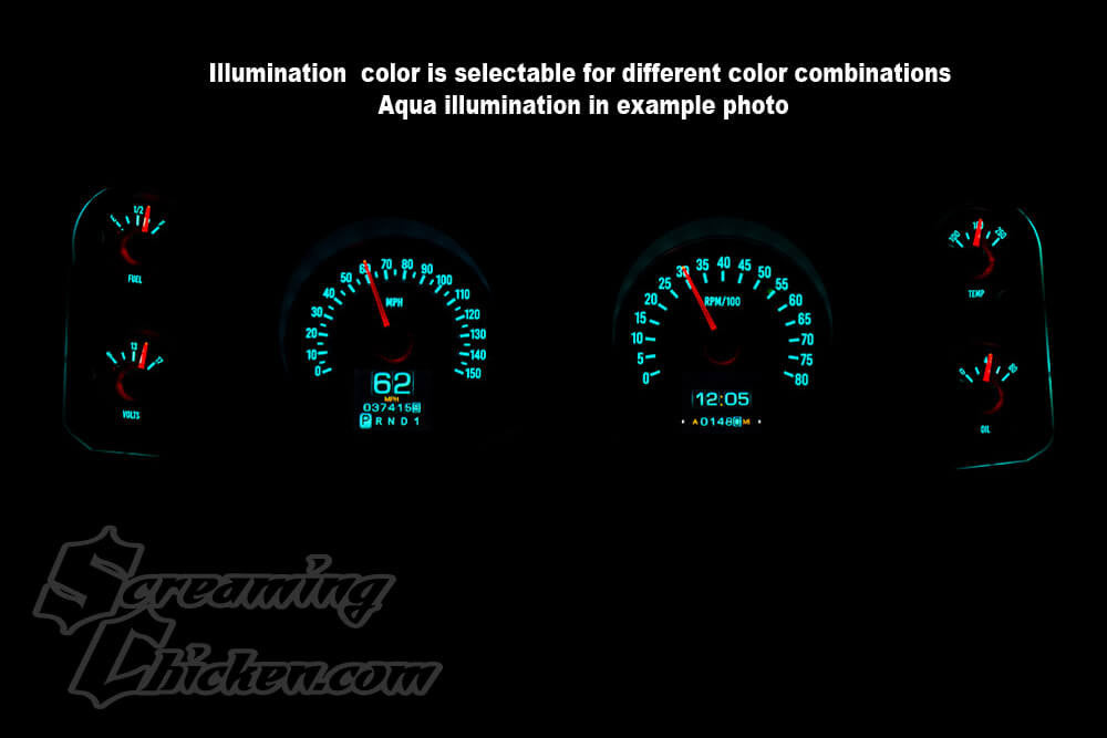 1970-78 Camaro Dakota Digital RTX Gauges- aqua color